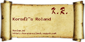 Korsós Roland névjegykártya